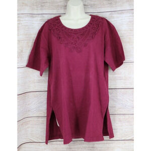 VINTAGE IVY Collectibles Womens Size Large Short Sleeve Pullover Shirt Maroon
